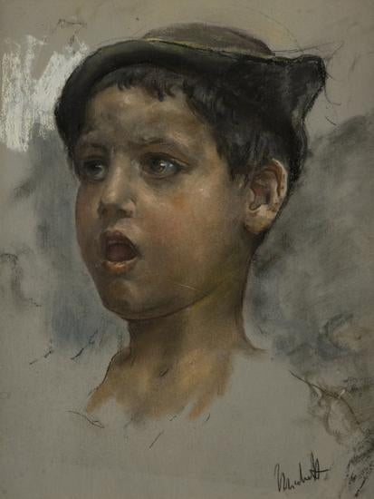Peasant Boy, vintage artwork by Francesco Paolo Michetti, 12x8" (A4) Poster