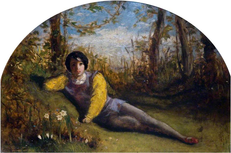 Study for 'The Young Poet, vintage artwork by Arthur Hughes, 12x8" (A4) Poster
