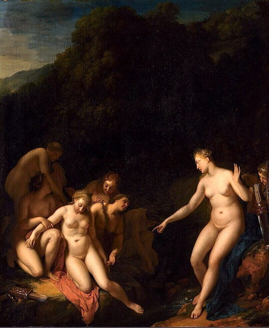 Diana Discovers Calisto's Slip, vintage artwork by Adriaen van der Werff, 12x8" (A4) Poster