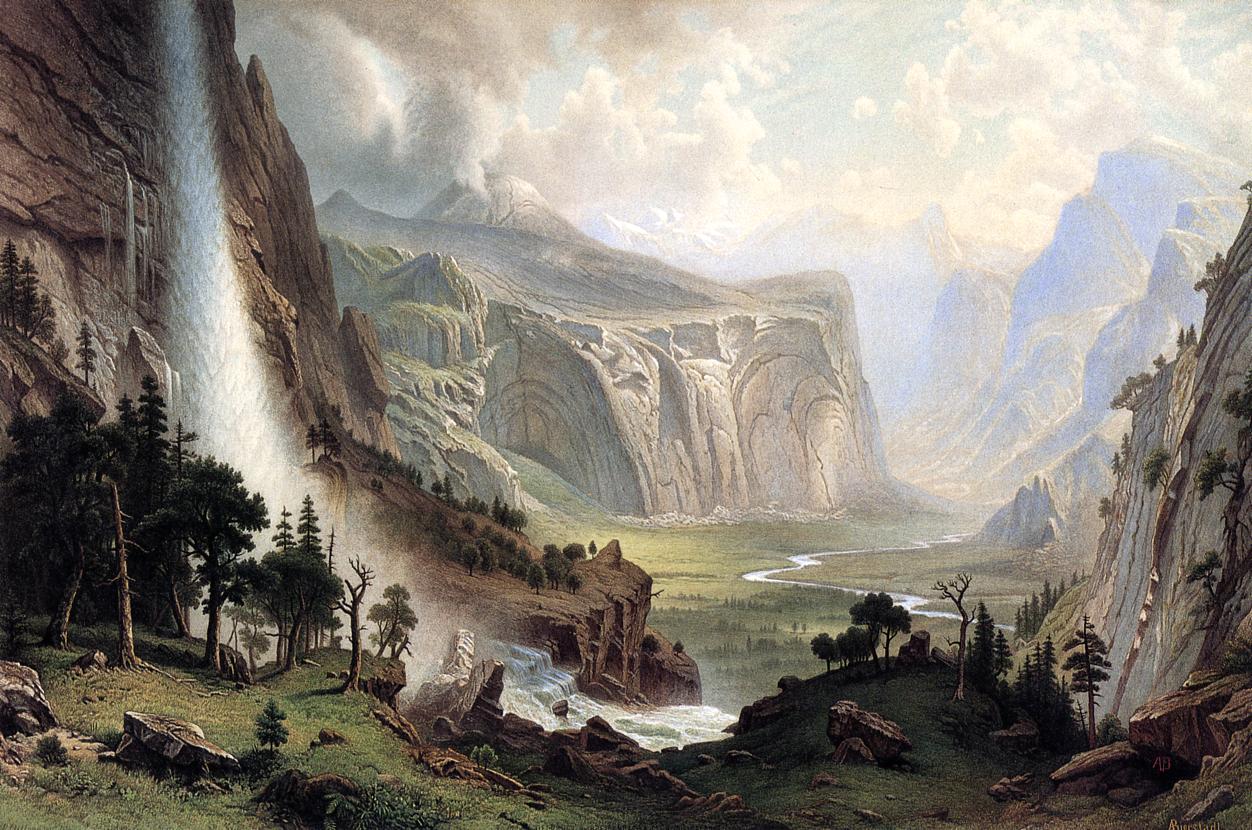 The Domes of the Yosemite, vintage artwork by Albert Bierstadt, 12x8" (A4) Poster