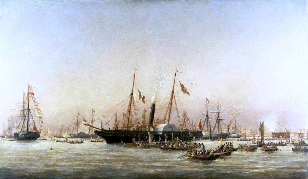 Queen Victoria Landing at Brighton, East Sussex, vintage artwork by Richard Henry Nibbs, A3 (16x12") Poster Print