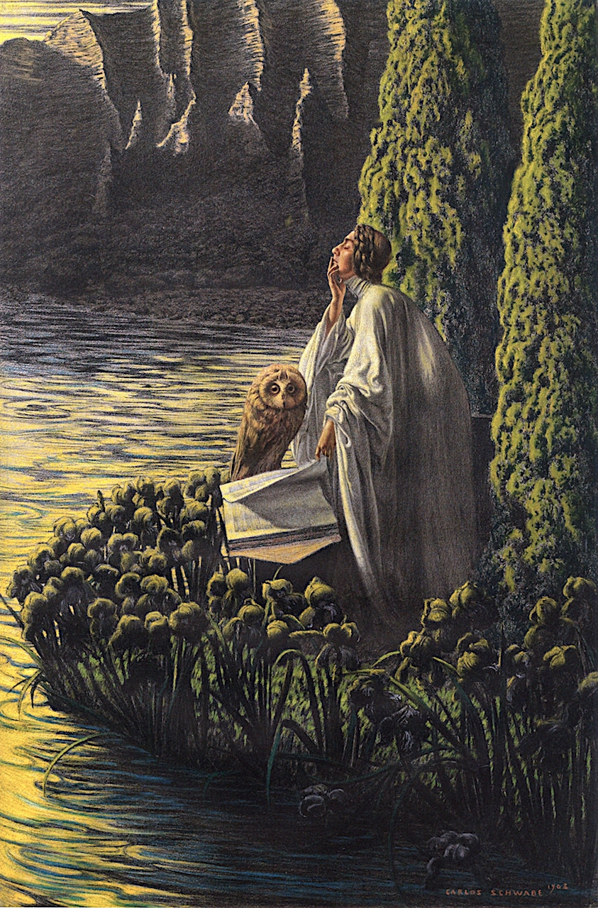 Interior Silence, vintage artwork by Carlos Schwabe, 12x8" (A4) Poster