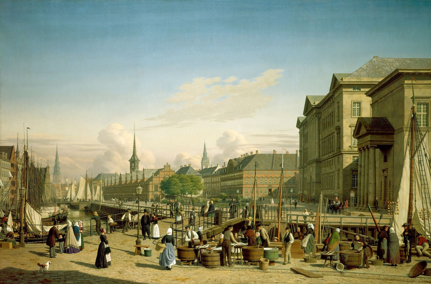 Christiansborg Palace from Højbro Plads, Copenhagen, vintage artwork by Heinrich Hansen, A3 (16x12") Poster Print