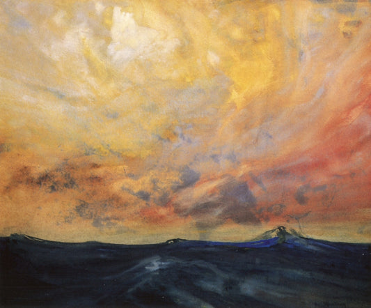 At Sea - Violet Sky, vintage artwork by Charles H. Woodbury, 12x8" (A4) Poster