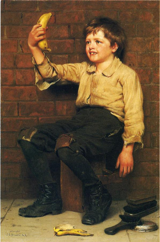 Banana Boy, vintage artwork by John George Brown, 12x8" (A4) Poster