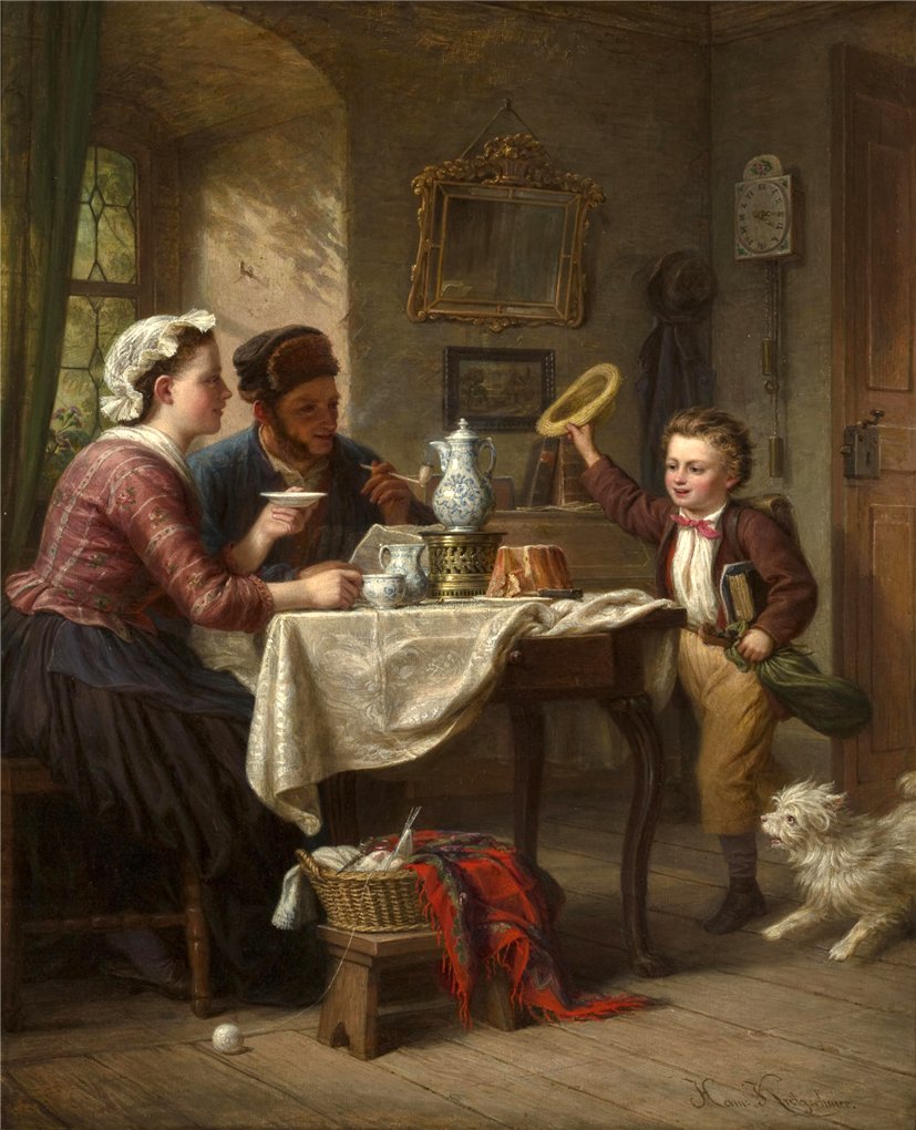 Home from School, vintage artwork by Johann Hermann Kretzschmer, A3 (16x12") Poster Print