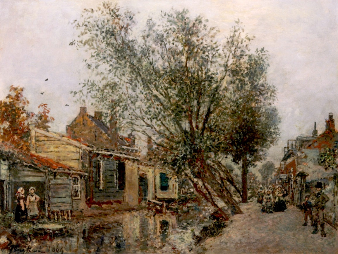 L'allee des Jardiniers à Rotterdam, printemps, vintage artwork by Johan Barthold Jongkind, A3 (16x12") Poster Print