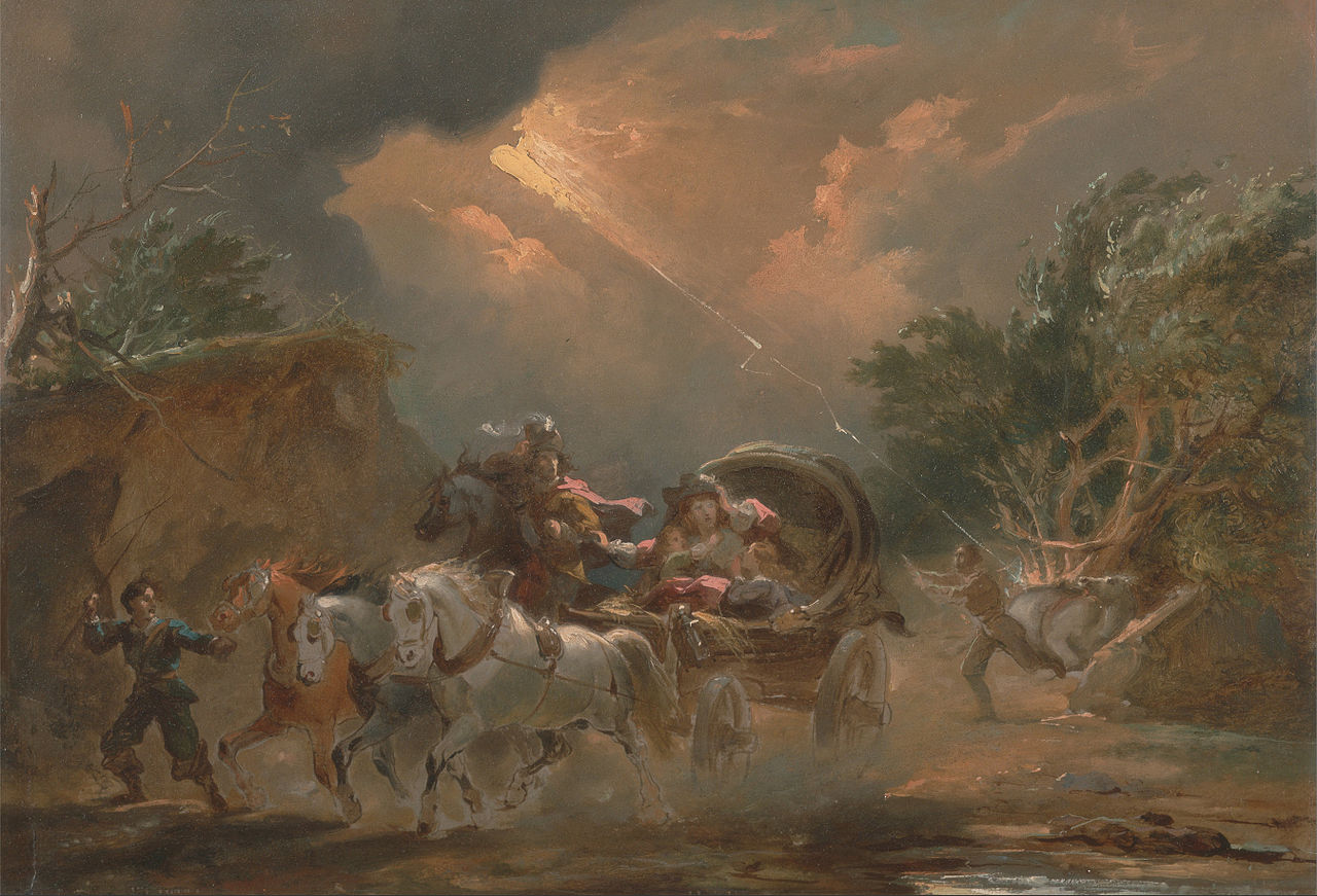 Coach in a Thunderstorm, vintage artwork by Philippe-Jacques de Loutherbourg, 12x8" (A4) Poster