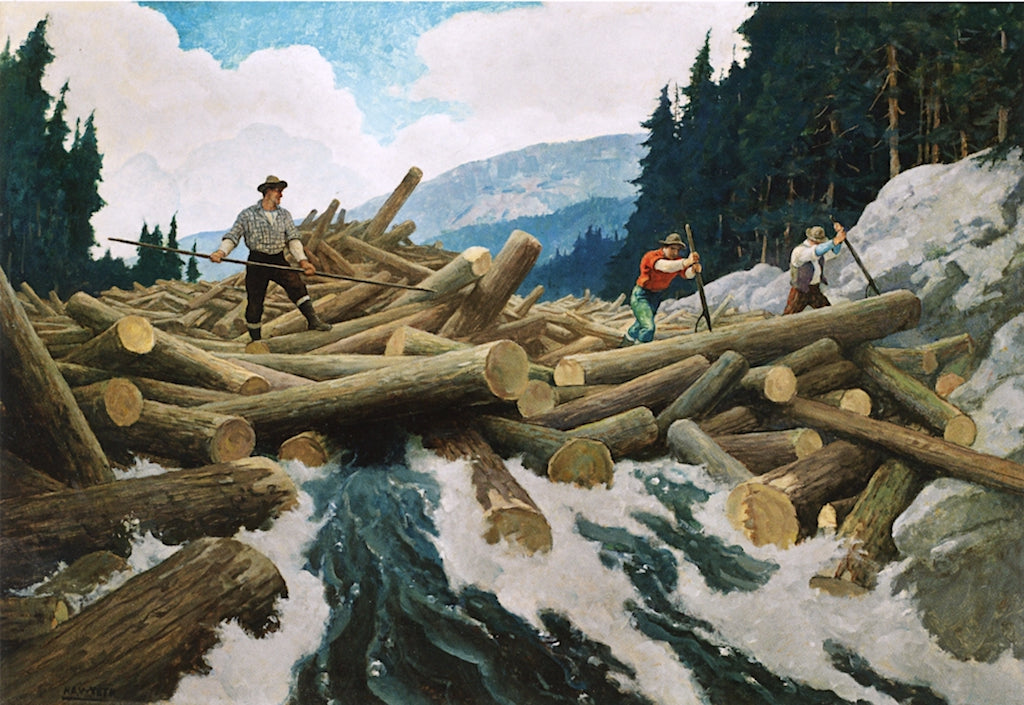 Breaking the Log Jam by Newell Convers (N.C.) Wyeth,16x12(A3) Poster