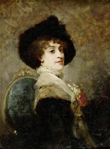 Portrait of a Parisiene, vintage artwork by Louise Abbema, 12x8" (A4) Poster