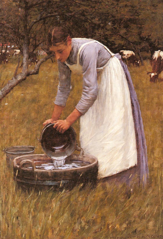 Watering the Cows, vintage artwork by Henry Herbert la Thangue, 12x8" (A4) Poster