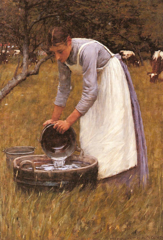 Watering the Cows, vintage artwork by Henry Herbert la Thangue, 12x8" (A4) Poster
