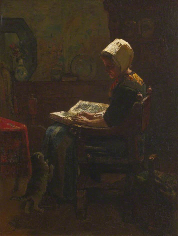 The Student, vintage artwork by Jacob Maris, 12x8" (A4) Poster