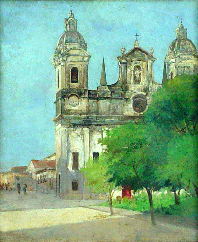 Cathedral in Belem, vintage artwork by Antonio Parreiras, 12x8" (A4) Poster