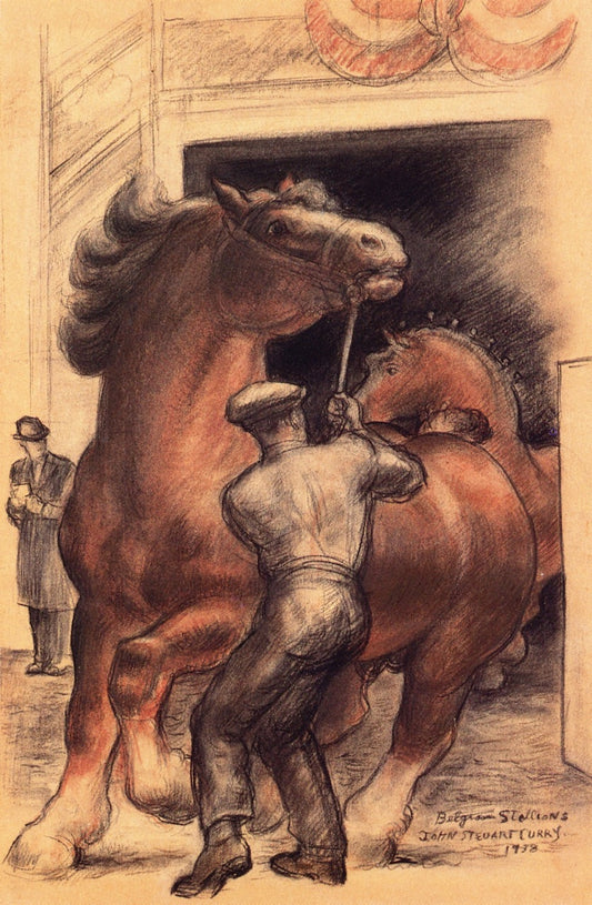 Belgian Stallions by John Steuart Curry,16x12(A3) Poster