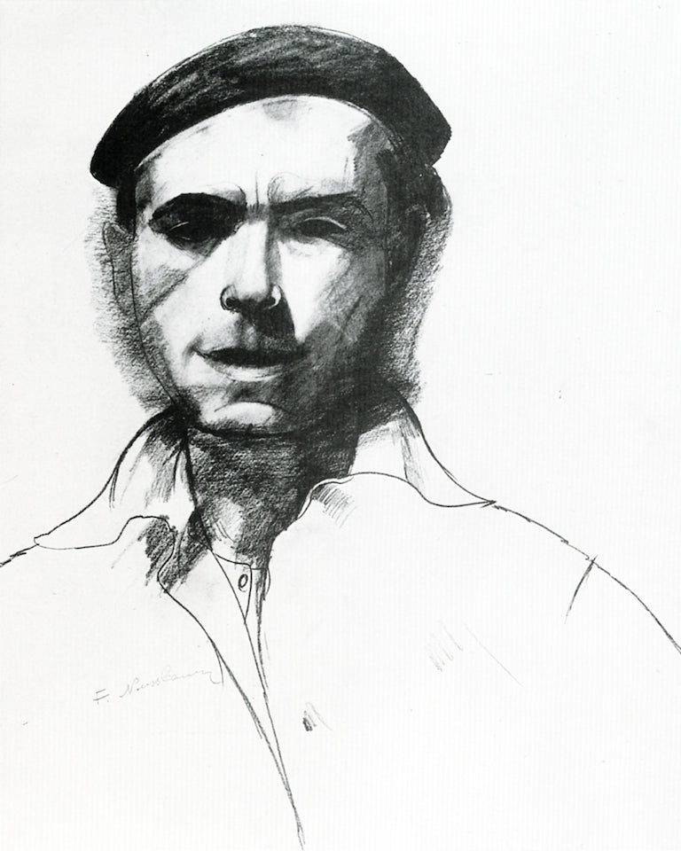 Self-Portrait with Beret, vintage artwork by Felix Nussbaum, 12x8" (A4) Poster