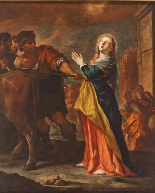 The Martyrdom of St. Lucy, vintage artwork by Pietro Novelli, 12x8" (A4) Poster
