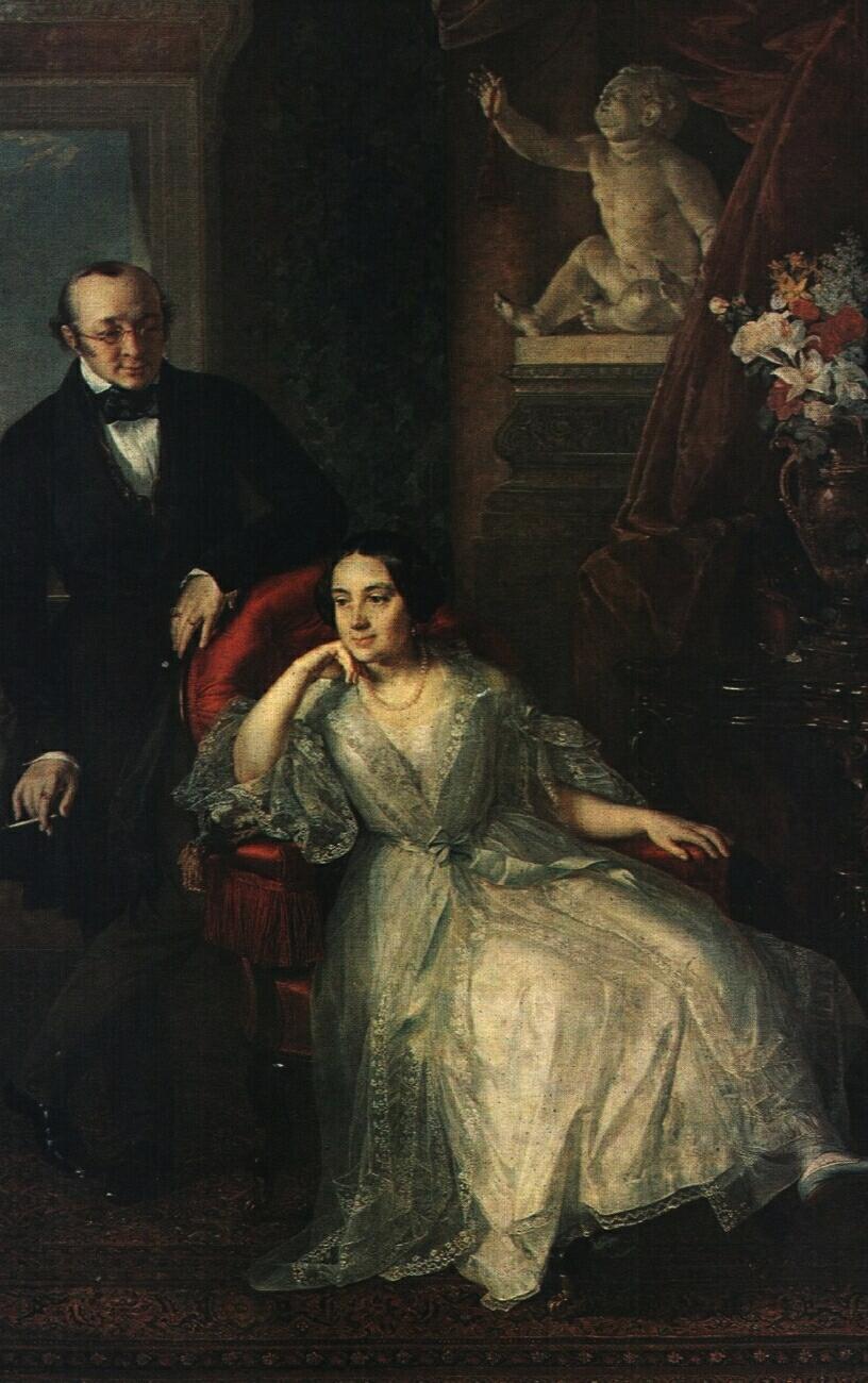 Portrait of Nikolai Ivanovich and Nadezhda Mikhailovna, vintage artwor ...