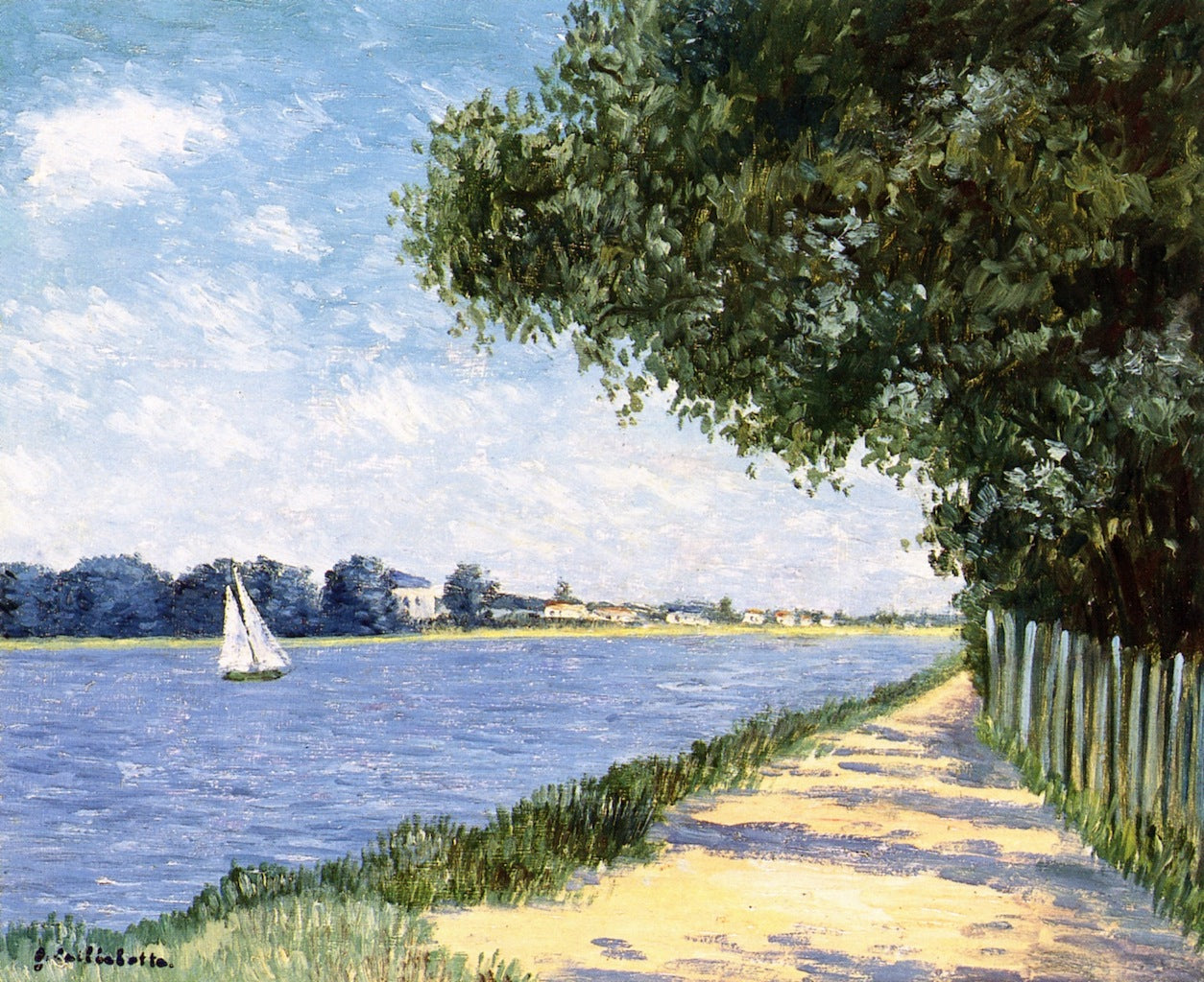 The Banks of the Seine at Petit Gennevilliers, vintage artwork by Gustave Caillebotte, 12x8" (A4) Poster