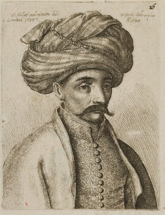 Turk with Flowered Waistcoat, vintage artwork by Václav Hollar, 12x8" (A4) Poster