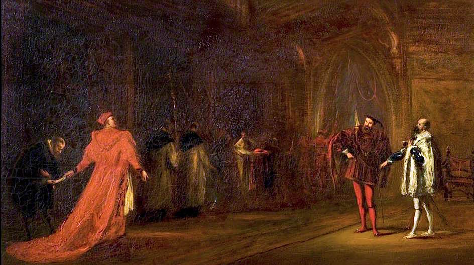 Henry VIII', Act I, Scene 1, Cardinal Wolsey and Buckingham, vintage artwork by Sir John Gilbert, A3 (16x12") Poster Print