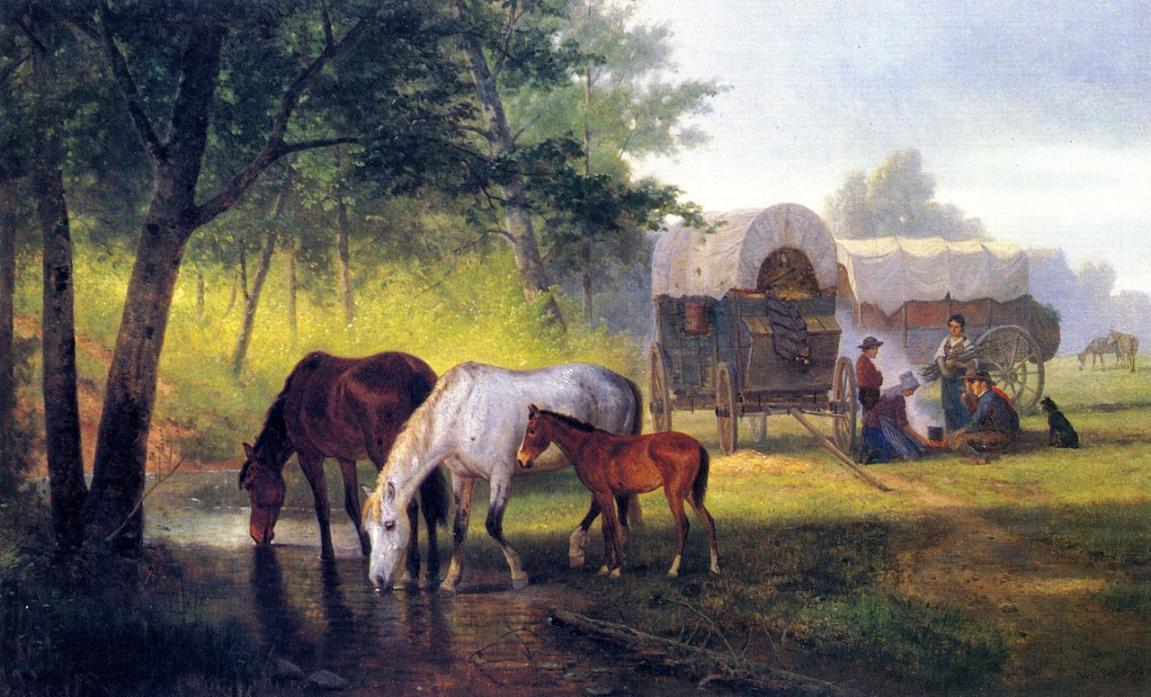 California Immigrants, vintage artwork by William Hahn, 12x8" (A4) Poster