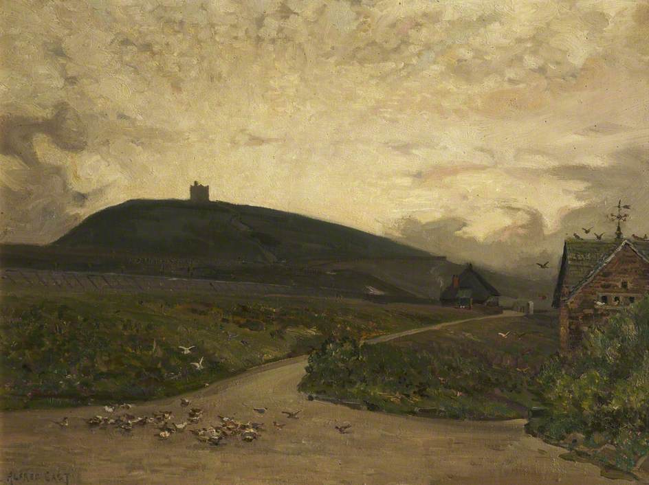 Rivington Pike from the Bungalow Grounds, vintage artwork by Alfred East, 12x8" (A4) Poster
