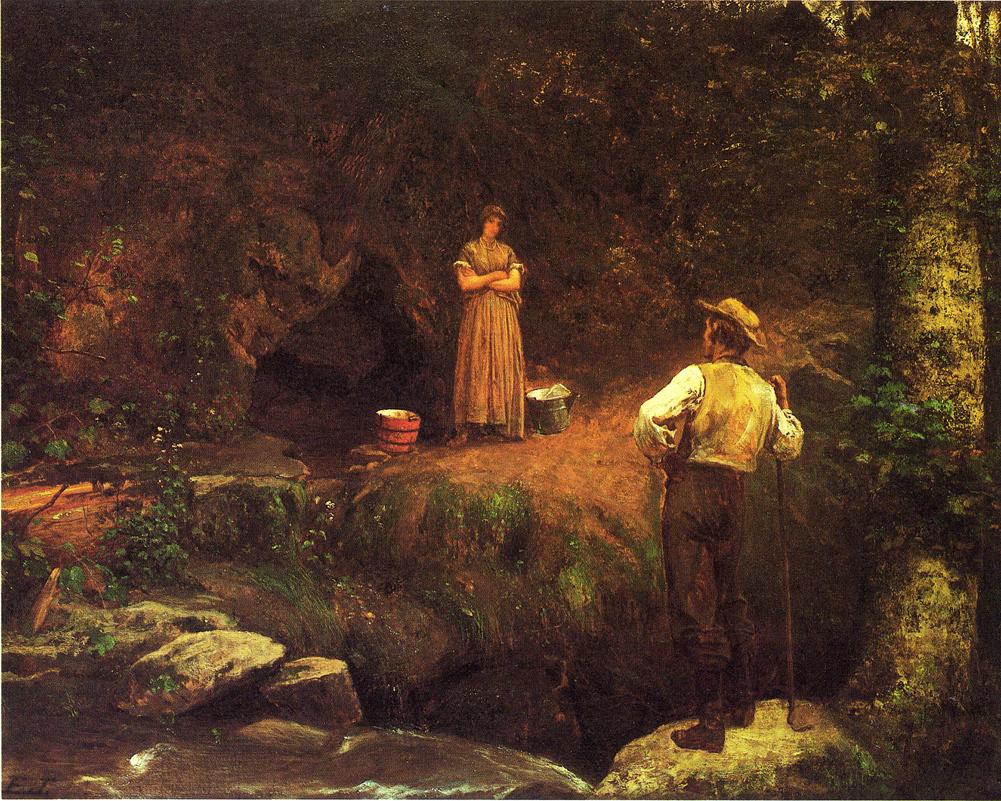The Early Lovers, vintage artwork by Eastman Johnson, 12x8" (A4) Poster