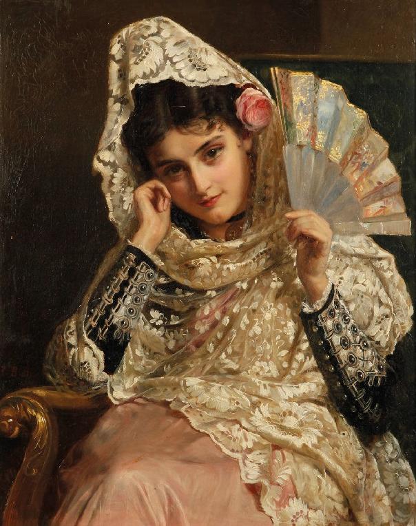 Feliciana, a Spanish Beauty, vintage artwork by John Bagnold Burgess, 12x8" (A4) Poster