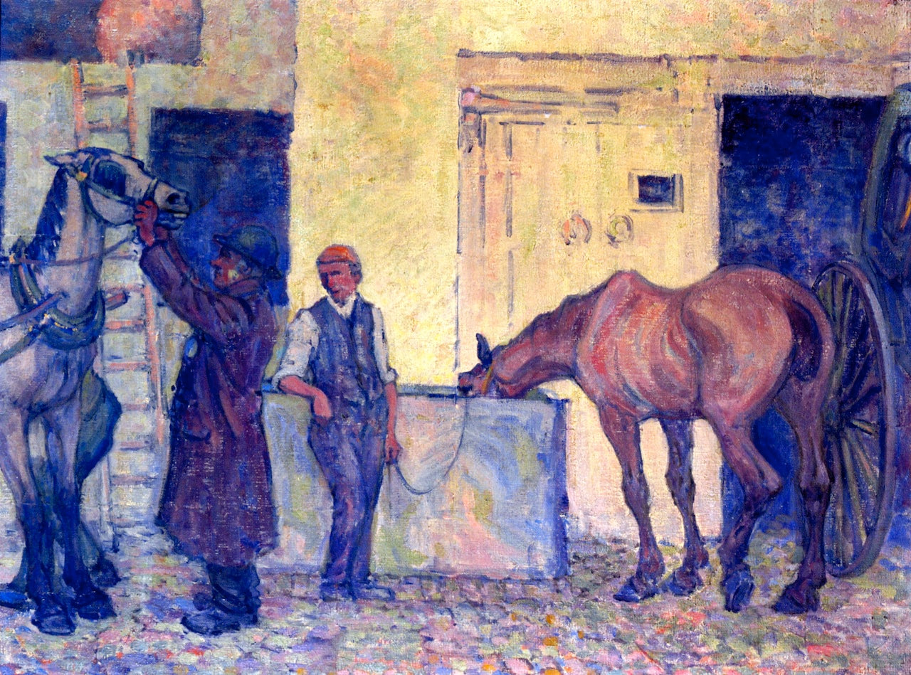 Thirsty Cab Horse, vintage artwork by Robert Bevan, 12x8" (A4) Poster