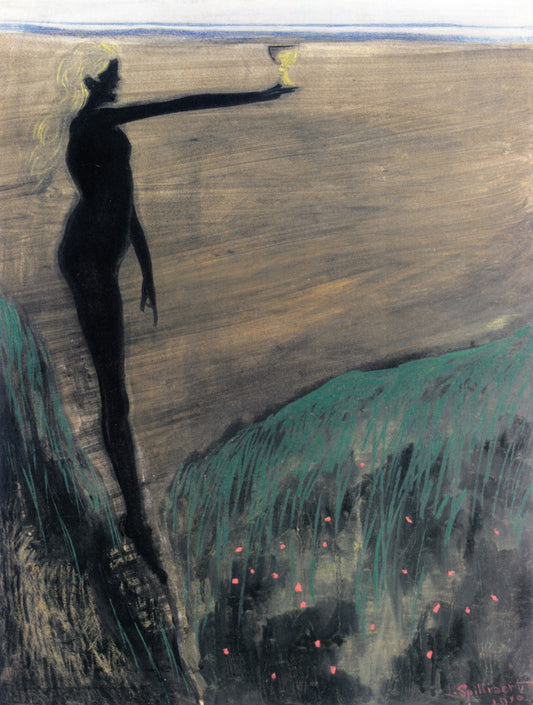 Nude Woman Holding a Cup, vintage artwork by Leon Spilliaert, 12x8" (A4) Poster