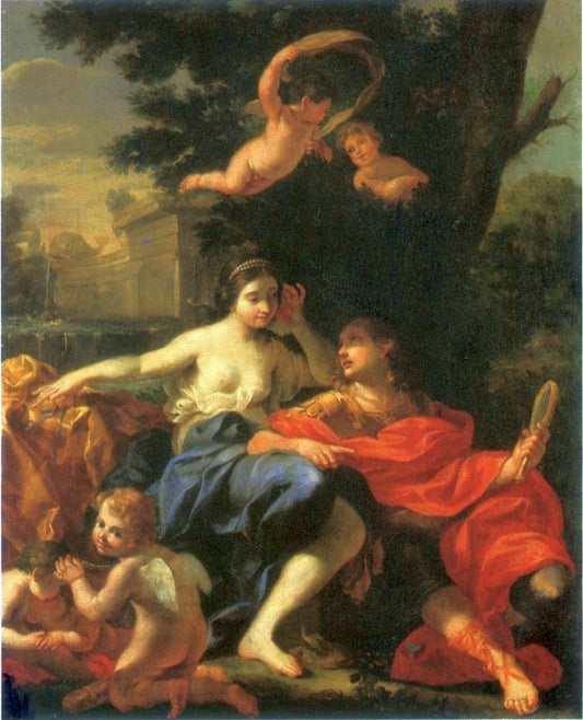 Rinaldo and Armida at the fountain, vintage artwork by Jean-François de Troy, 12x8" (A4) Poster
