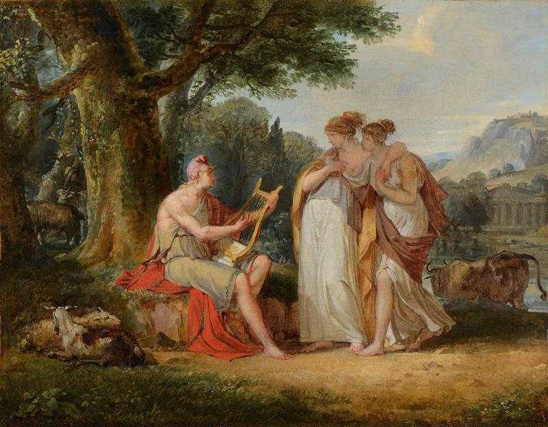 Orphee repoussant l’amour des femmes de Thrace, vintage artwork by Louis Gauffier, 12x8" (A4) Poster