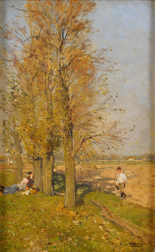 Picnic on the Lower Rhine, vintage artwork by Hugo Mühlig, 12x8" (A4) Poster