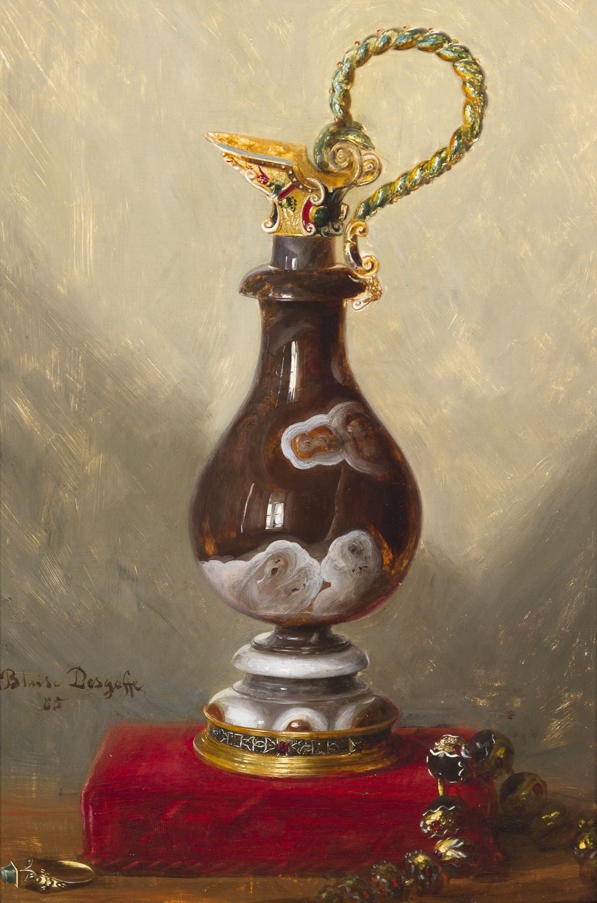 Still Life with Ewer and Jewels, vintage artwork by Blaise Alexandre Desgoffe, 12x8" (A4) Poster