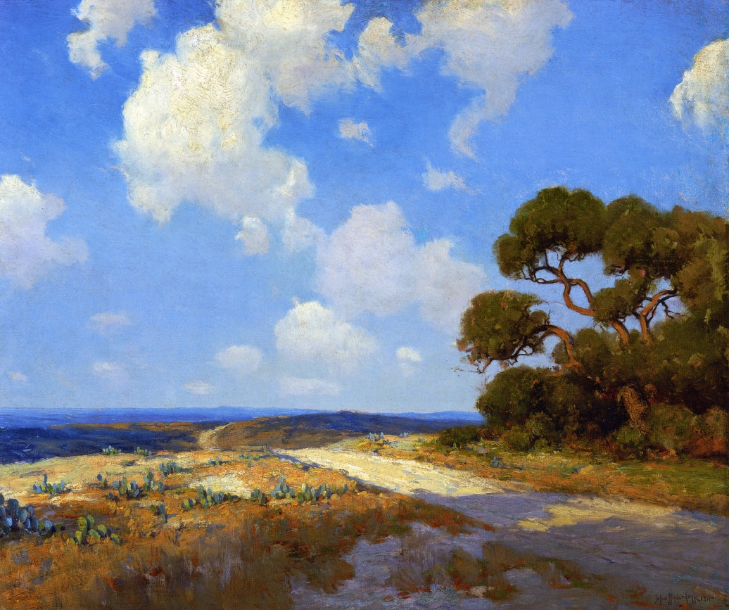 Hill Country Lane, vintage artwork by Julian Onderdonk, 12x8" (A4) Poster