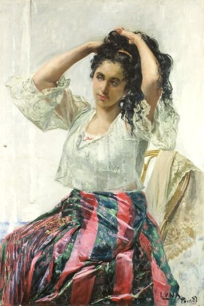 Una Mestiza, vintage artwork by Juan Luna y Novicio, 12x8" (A4) Poster