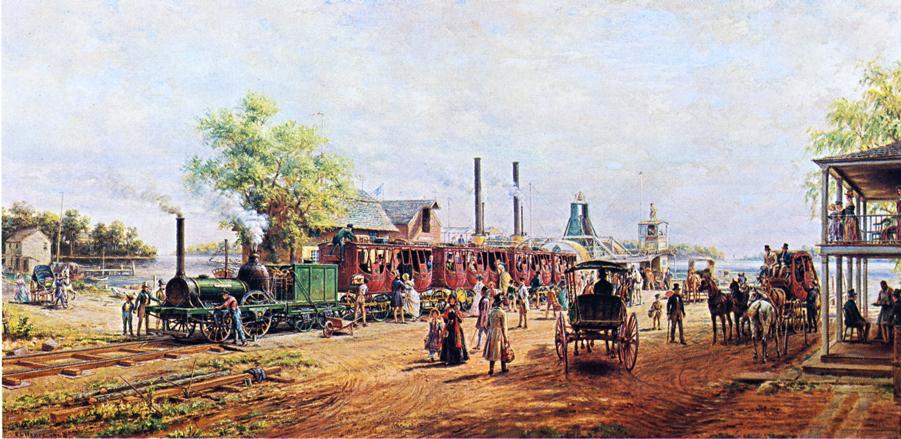 The Camden and Amboy Railroad with the Engine "Planet" in 1834, vintage artwork by Edward Lamson Henry, 12x8" (A4) Poster