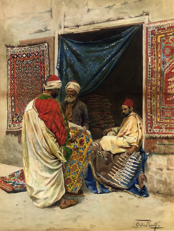 The Carpet Merchant, vintage artwork by Giulio Rosati, 12x8" (A4) Poster
