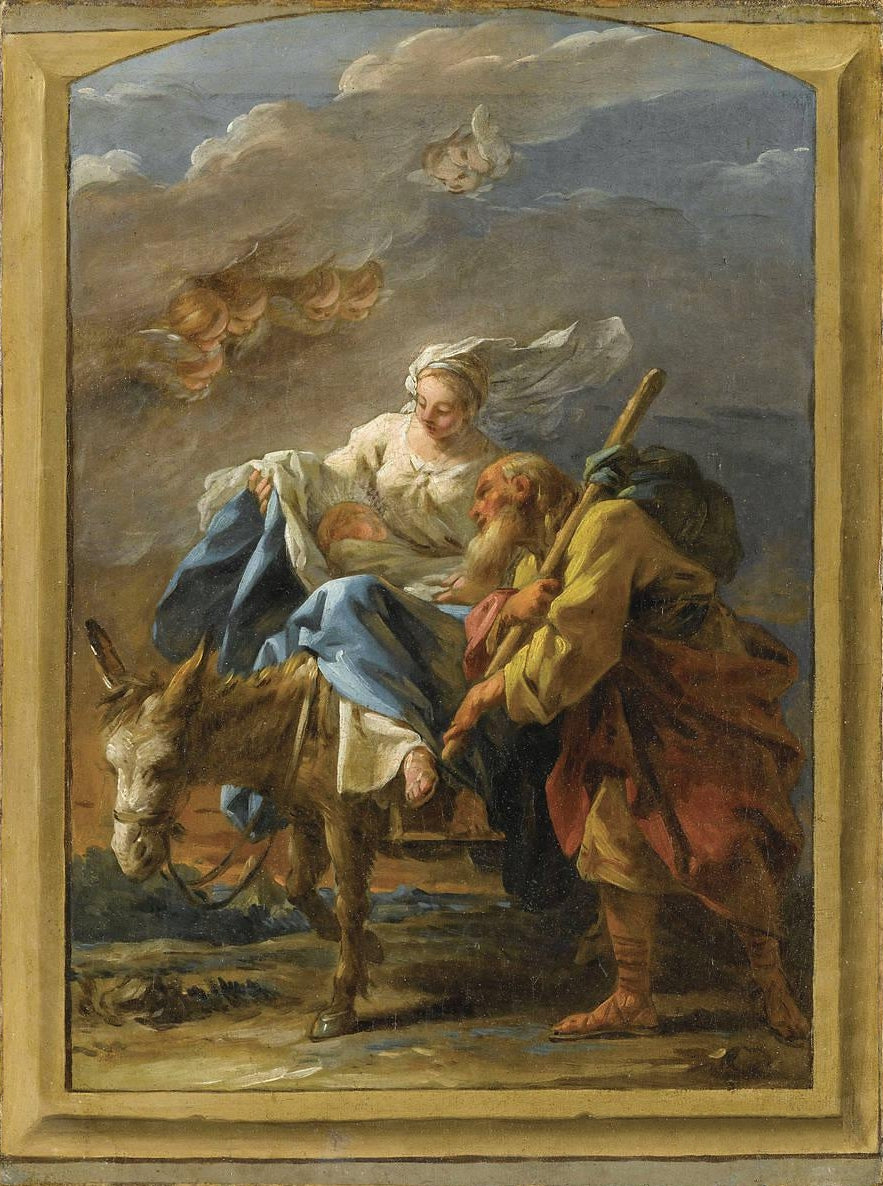 The Flight into Egypt (study), vintage artwork by Noel Halle, 12x8" (A4) Poster