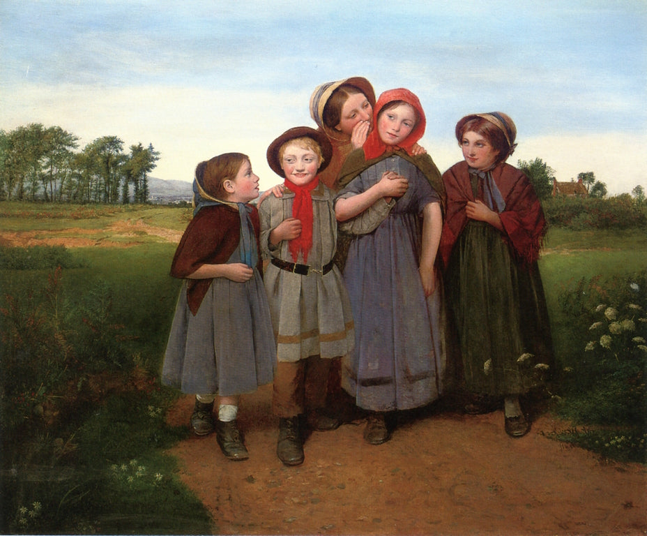 On the Way to School, vintage artwork by Attributed to Edward Thompson Davis, 12x8" (A4) Poster