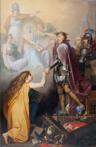 Christian III Succouring Denmark, vintage artwork by Nicolai Abraham Abildgaard, 12x8" (A4) Poster