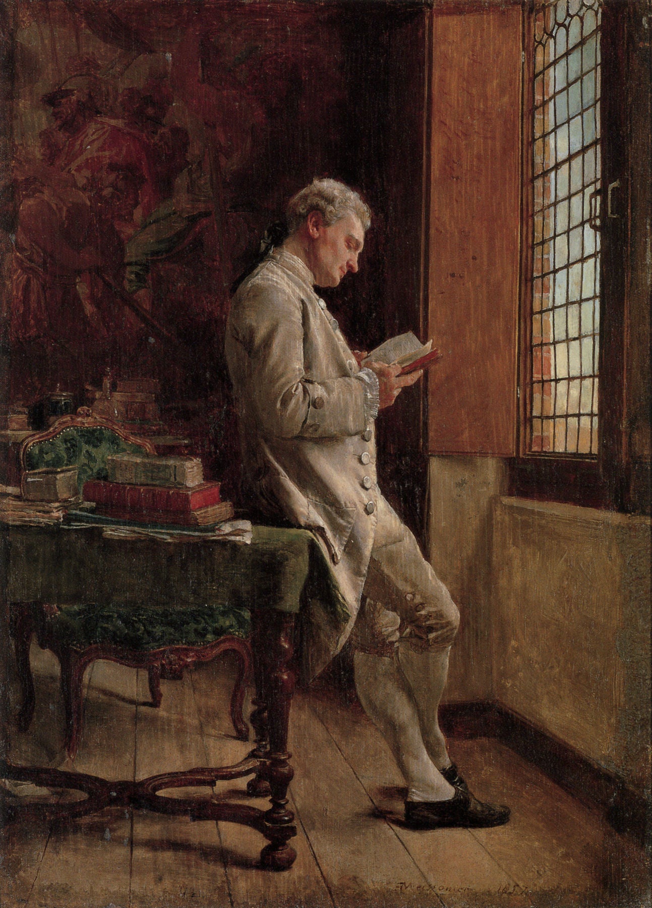 The Reader in White, vintage artwork by Jean-Louis Ernest Meissonier, A3 (16x12") Poster Print