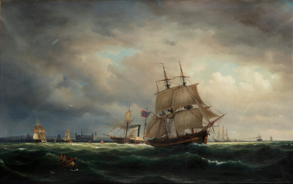 View of Oresund, vintage artwork by Marcus Larson, 12x8" (A4) Poster