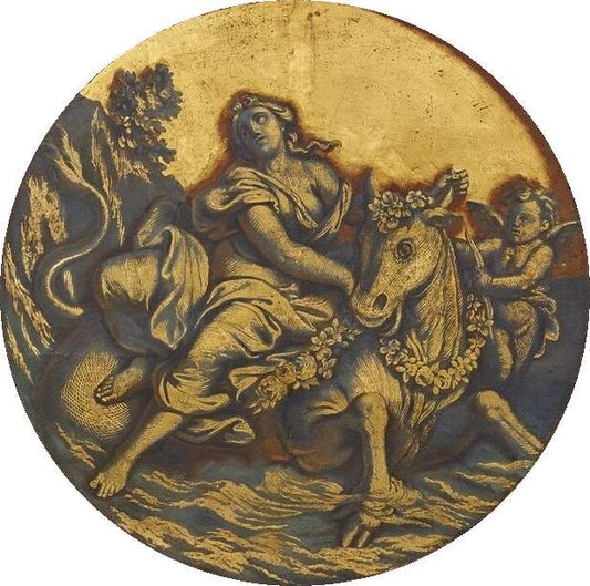Salon of Venus - The Rape of Europa (detail), vintage artwork by Rene-Antoine Houasse, 12x8" (A4) Poster