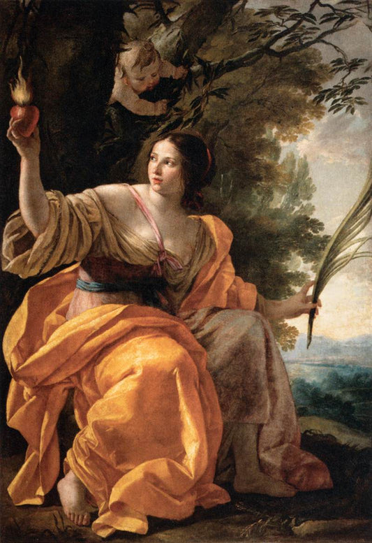 Heavenly Charity, vintage artwork by Simon Vouet, 12x8" (A4) Poster