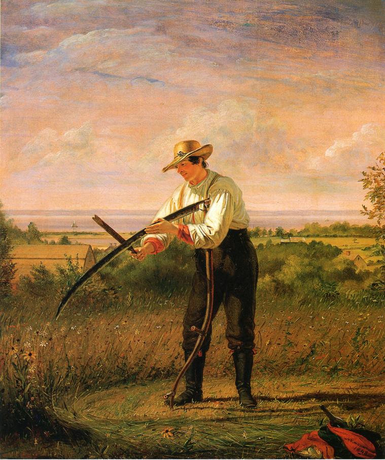 Farmer Whetting His Sythe, vintage artwork by William Sidney Mount, A3 (16x12") Poster Print