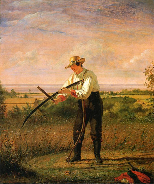 Farmer Whetting His Sythe, vintage artwork by William Sidney Mount, A3 (16x12") Poster Print