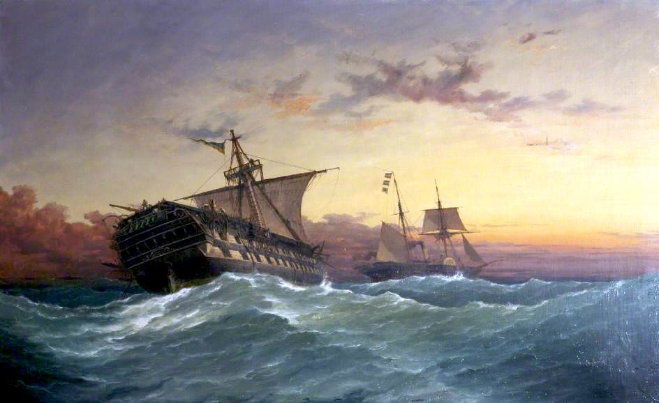 HMS 'Bombay', vintage artwork by Richard Henry Nibbs, A3 (16x12") Poster Print
