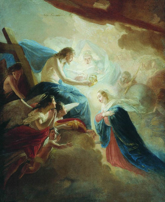 Crowning the Virgin, vintage artwork by Evgraf Sorokin, A3 (16x12") Poster Print